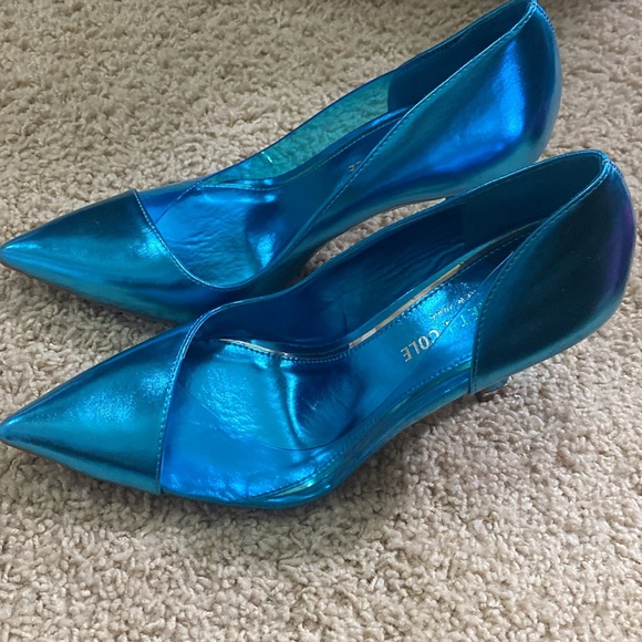 Kenneth Cole NEW electric blue turquoise transparent pumps heels size 7.5 - Picture 5 of 11